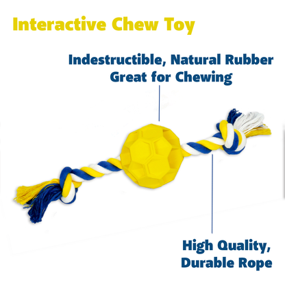 Rubber Soccer Ball Chew Toy With Tug Rope