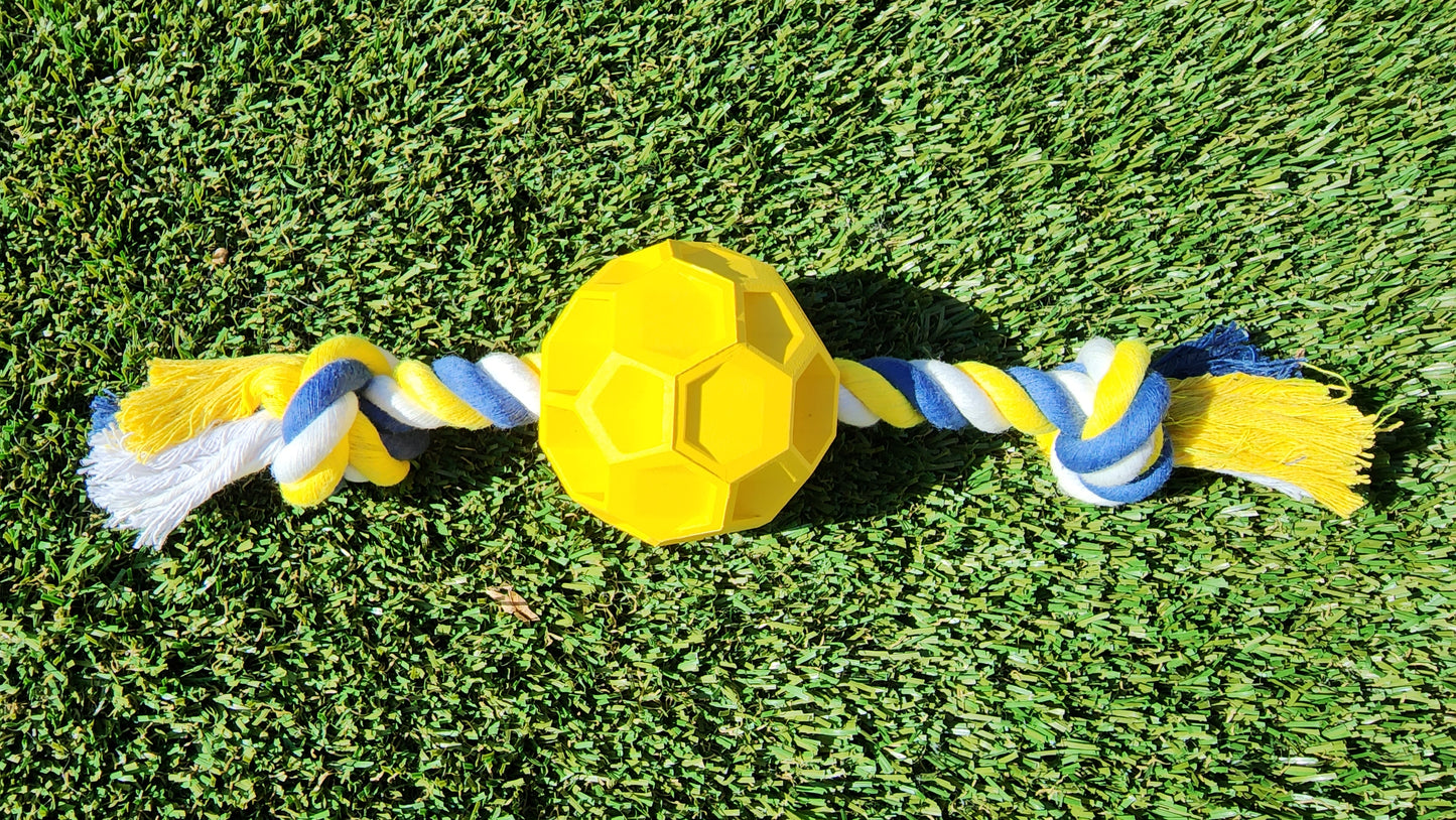 Rubber Soccer Ball Chew Toy With Tug Rope