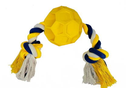 Rubber Soccer Ball Chew Toy With Tug Rope